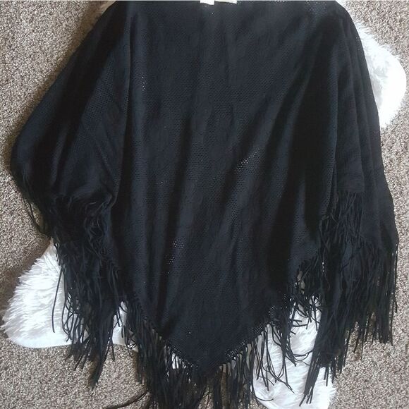 Tommy Bahama black net Fringe Pullover- One Size - Picture 1 of 6